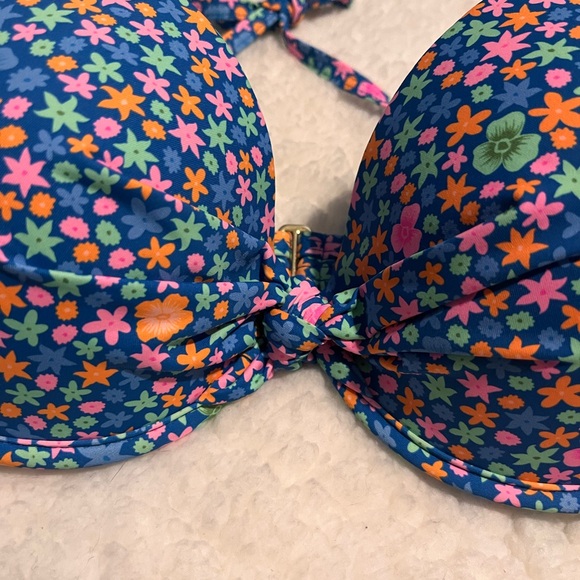 NET Floral Blue Ruched Push Up Bikini Top - Picture 5 of 6